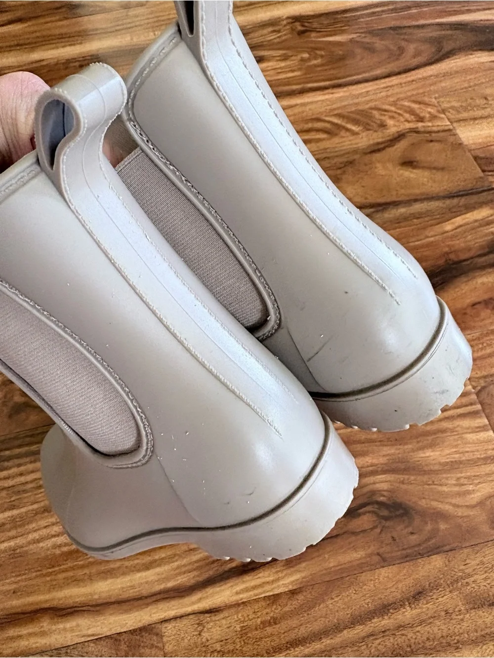 Women’s Neutral Beige Ankle Height Rubber Rain Boots Size 7 Shoes